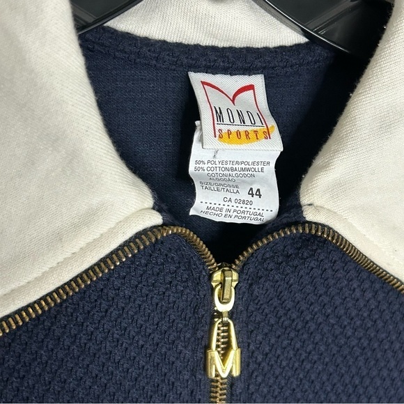 Vintage 1970s Mondi Sports Textured Sporty Rich Navy Track Suit women’s XL - Picture 7 of 14